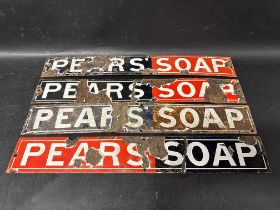 Four Pears Soap enamel strip signs, each 18 1/2 x 2 3/4".