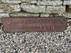 A heavy cast road sign - To Chislet. Marshside & Reculver, 28 3/4 x 7".