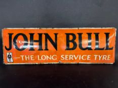 A John Bull 'The Long Service Tyre' convex enamel advertising sign, with amateur restoration, 48 x