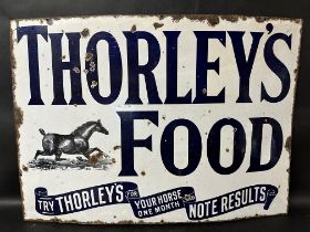 A Thorley's Food (for horse food) enamel advertising sign, 32 x 23".