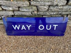 An enamel Eastion Region (LNER) Railway WAY OUT hanging railway sign circa 1948-1955, 36 x 12 1/2