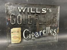 A Wills's Gold Flake Cigarettes bevel-edged reverse printed glass advertising piece, 12 x 9
