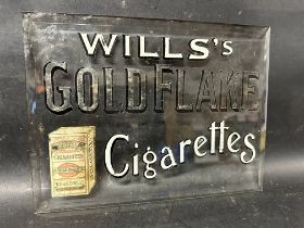 A Wills's Gold Flake Cigarettes bevel-edged reverse printed glass advertising piece, 12 x 9".