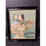 A framed and glazed Hoffmann's Starch showcard depicting a lady holding a fan, 20 1/4 x 23".