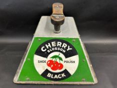 A Cherry Blossom shoe shine box with three tin advertising panels in good bright condition.