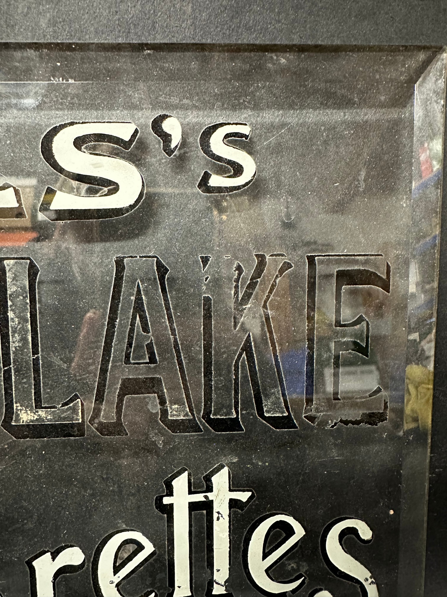 A Wills's Gold Flake Cigarettes bevel-edged reverse printed glass advertising piece, 12 x 9". - Image 4 of 8