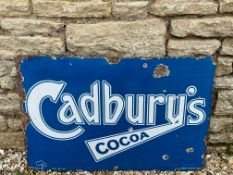 A Cadbury's Cocoa rectangular enamel sign with tree motif to the corner, 30 x 20