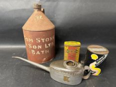 A Tom Stone & Son Ltd. Bath paraffin can, a Kayes oiler, a Dunlop Tube Repair outfit and a Shell
