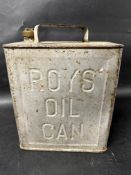 A Roy's Oil Can two gallon petrol can with plain cap and Valor 4 39 to base.