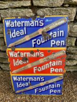 A Waterman's Ideal Fountain Pen enamel advertising sign 'The Pen with the Spoon Feed', 20 x 30".