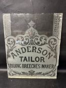 A window panel for Anderson Tailor Riding Breeches Maker, 24 x 29 3/4".