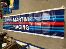 A large racing banner for 'Martini Racing', 139 x 35 3/4".