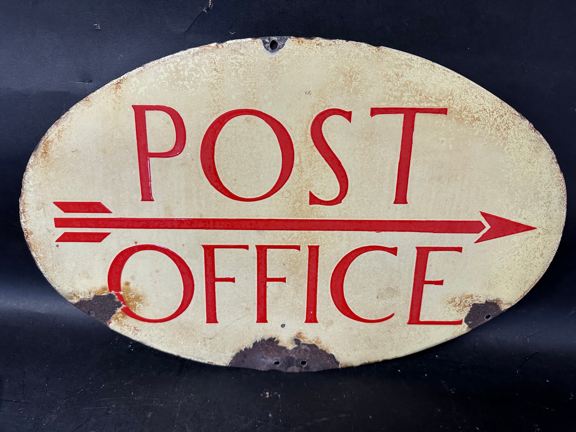 A Post Office double sided enamel advertising sign, as fitted to the top of pillar box post boxes, - Image 2 of 2