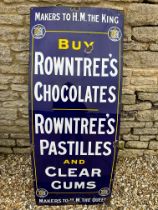A enamel sign advertising Rowntree's Chocolates, Pastilles and Clear Gums, with by appointment to