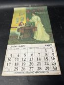A complete 1897 calendar for Domestic Sewing Machine Co., Newark N.J. U.S.A., in very good condition