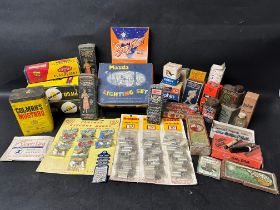 A collection of early packaging and advertising to include Siemens electric lamp, Ray-o-vac