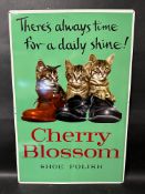 A Cherry Blossom kittens in boots tin advertising sign, 17 3/4 x 26 1/2".