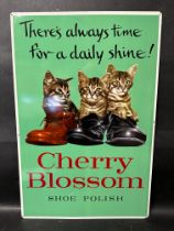 A Cherry Blossom kittens in boots tin advertising sign, 17 3/4 x 26 1/2".