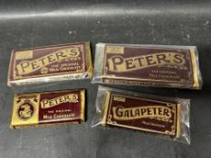 Four Gallapeter chocolate dummy bars including a 1953 Coronation 'Peter's'.