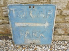 A cast aluminium Car Park road sign, 21 x 21".