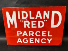 A Midland ''Red'' Parcel Agency double sided enamel sign with hanging flange, red touching up, see