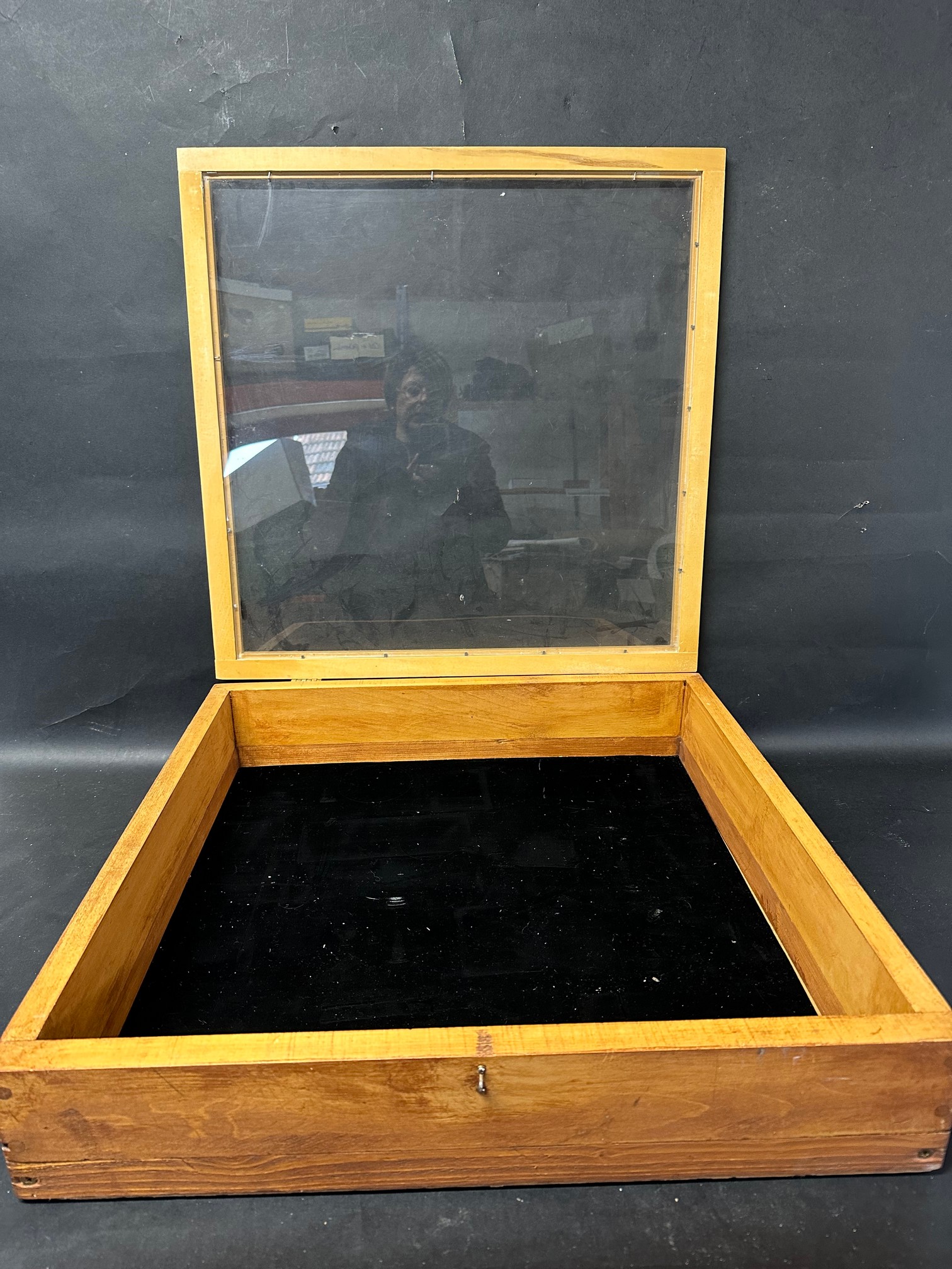 A tabletop glass lidded display case. - Image 2 of 2