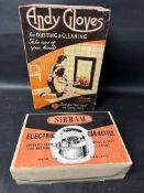 A Sirram electric car kettle, complete, unused and in original packaging and an Andy Gloves for