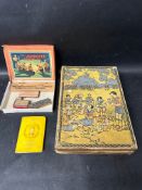 A 1961 Letts Brownie diary, a Jamboree printing set and a cube puzzle set - all scouting themed.