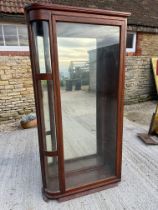 A large mirror-backed shop display cabinet, front opening door, 37" wide x 73" tall x 12 1/2" deep.