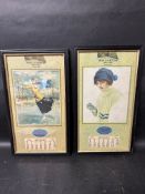 Two framed and glazed advertising showcards with integral 1919 calendars for Merkle & Metzler men'