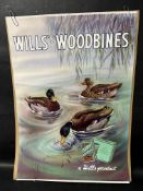 An original poster for Wills's Wild Woodbine Cigarettes depicting ducks on a pond, 19 x 26 3/4".