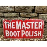 A Master Boot Polish rectangular enamel sign by Patent Enamel, 26 x 13".