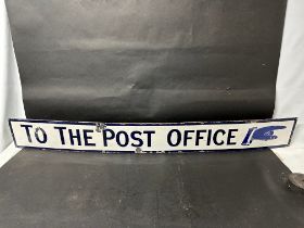 A 'To The Post Office' enamel sign with pointy finger! 60 x 7".