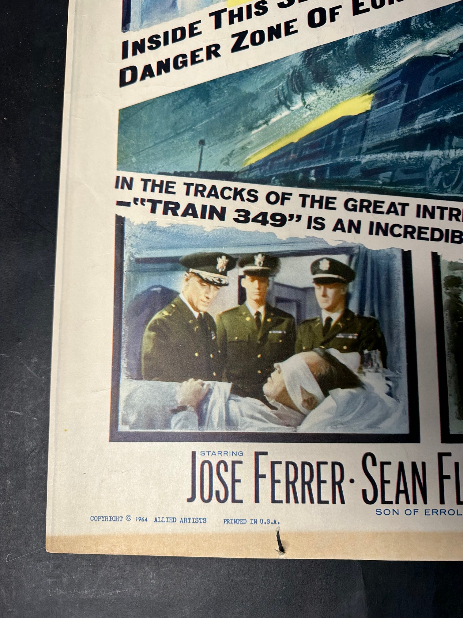 An original 1964 USA film poster for Stop Train 349 starring Jose Ferrer, Sean Flynn, Nicole Courcel - Image 4 of 8