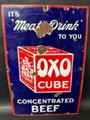 An Oxo Cube 'It's Meat Drink to you' enamel advertising sign, 12 1/4 x 18 1/4".