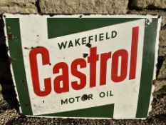 A Wakefield Castrol Motor Oil enamel advertising sign, 25 1/2 x 20