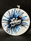 A reproduction Stephens' Ink circular enamel advertising sign, 8" diameter.