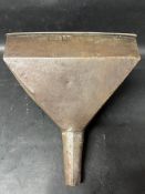A large funnel, 10 1/2 x 7 x 12".