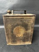 A Shell two gallon petrol can with Shell cap, Valor 3 38(?) to base.