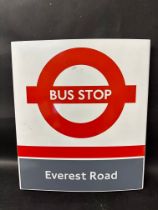 A London Transport Bus Stop double sided sign for Everest Road, 18 x 21 1/3 x 2 3/4".