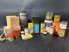 A selection of domestic packaging including Sanatogen, Bovril, Oxo, Oteg, Lino & Tile Paint etc.