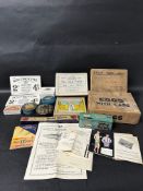 A selection of early advertising including egg carriage boxes, pie frills, a Talia icing tin, CWS
