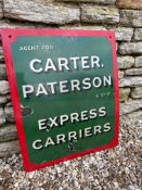 A Carter Paterson & Co. Ld. Express Carriers enamel advertising sign, amateur restoration to