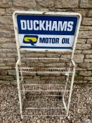 A Duckhams Motor Oil forecourt trolley rack, 48" tall, 23 1/2" wide x 13 1/2" deep.