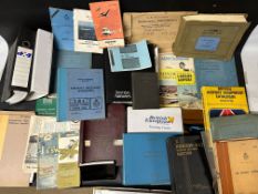 Two boxes of aviation aeronautical manuals, training folders, books, pamphlets, journals and