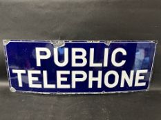 A Public Telephone enamel sign, 33 x 12".