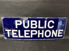 A Public Telephone enamel sign, 33 x 12
