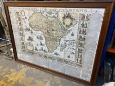 A very large map of Africa, 1669 design, well framed, 72 3/4 x 53