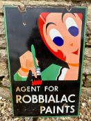 A Robbialac Paints double sided enamel advertising agent sign, 16 1/4 x 24 3/4".