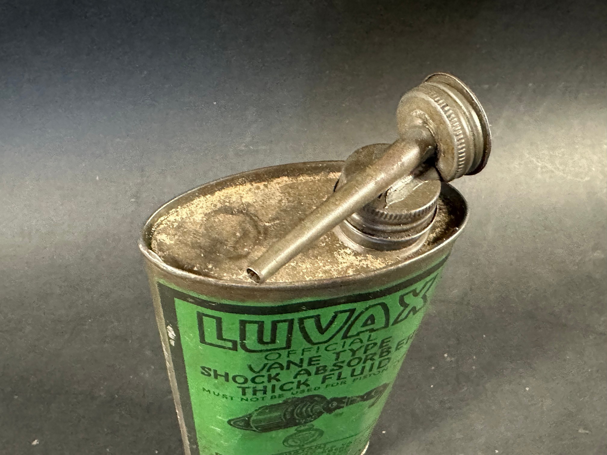 A large Luvax Shock Absorber Fluid oval tin (Luvas C.A.V. Rotax). - Image 3 of 4